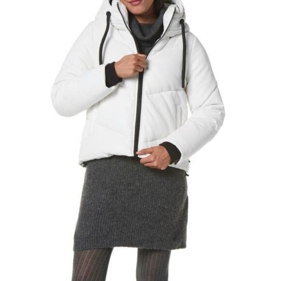 Marc New York Performance Vegan Leather Puffer Jacket Winter White Size Medium - Picture 3 of 17